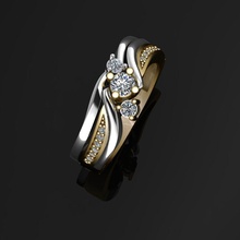 2 anelli oro squillare diamante gioielleria argento stampabile gioiello Fidanzamento gemma moda brillante bellezza pendente collana 3d print model - Mito3D