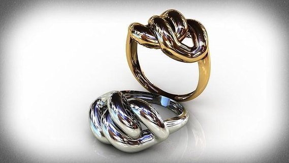 2 Kette Ringe Gold Ring Schmuck Engagement Hochzeit Platin Diamant Juwel druckbar Silber wertvoll Mode Verschmelzung 3d print model - Mito3D