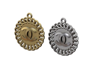 2 chanel logo chain link pendant jewelry printable gold silver jewellery necklace luxury bling fashion chunky cuban charm sign accessories symbol pendants 3d print model - Mito3D