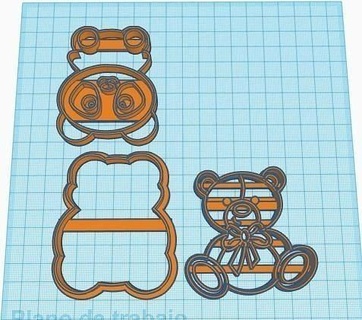 2 biscoitos oso biscoito cortador cortante animales fofa Osito casa 3d print model - Mito3D