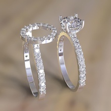 2 fidanzamento anelli in 1 oro squillare argento diamante gemma gioiello gioielleria stampabile nozze 3dmodel prototipo brillante 3dprint cnc fresatura stampa 2in1 trasformatore lusso 3d print model - Mito3D