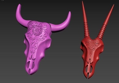 2 dosya inek baş anatomi Biyoloji Sanat hayvan takı kolye 3d print model - Mito3D