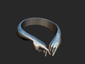 2 hands ring 22mm hand human finger silver printable body anatomy arm jewelry rings 3d print model - Mito3D