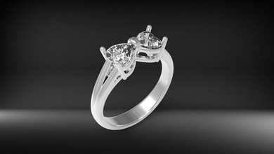 2 coeur de l'anneau bijoux harts le diamant joyau précieux les anneaux 3d print model - Mito3D