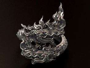 2 têtes de naga anneau bijoux dragon les 2heads d'argent l'anneau or nagahead dragons anneaux 3d print model - Mito3D