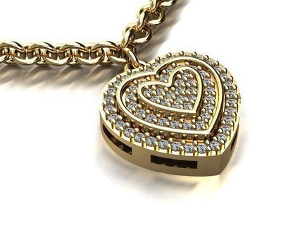 2 heart pendant jewelry gold printable diamond jewellery jewel jewelery jewellry pendants 3djewelry 3dpendant jewelrypendant pendantjewelry diamondjewelry diamondpendant 3d 3dmodel 3d print model - Mito3D