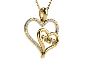 2 corações mãe diamantes ouro pingente diamante joalheria pingentes 3d print model - Mito3D