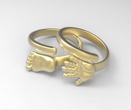 2 anillo del brazo la joyería de oro plata boda hojas 3dmodel el diamante natural piedras exclusivo jeweery gem joya las joyas los anillos cruz colgante 3d print model - Mito3D