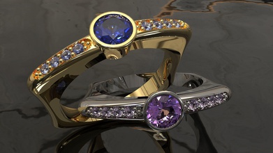 2 anneau de pierres précieuses bijoux luxe la mode or shining imprimable engagem l'anneau d'argent le diamant l'engagement cad bague en beauté les anneaux 3d print model - Mito3D