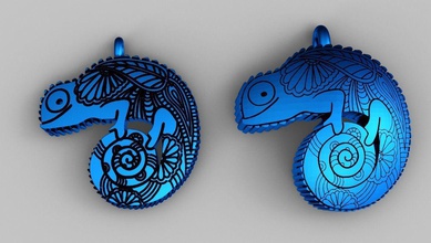 2 versiyonlar bukalemun kolye takı mücevher bilezik elmas küpe altın inci doğa hayvan sürüngen ikon kertenkele şirin tasarım acayip karikatür sanat gümüş kolyeler 3d print model - Mito3D