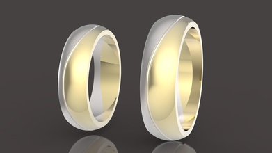 2 hochzeit ringe einstellen two piece versammlung design schmuck druckbar sterling silber ring platin gold leuchtenden weiblich mode kit ergänzen ehe schön 3d print model - Mito3D