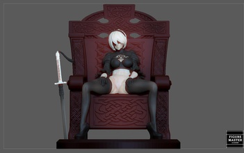 2b automata game character girl anime chair version pretty cute art sculptures 3d print model - Mito3D