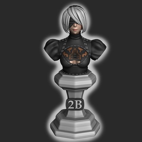 2b buste nier automates 9s a2 miniature statue figure emil jouets 3d impression android femme jeu imprimable robot machine jeux miniatures figurines 3D print model - Mito3D