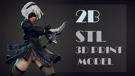 2b fanart femme épée guerrier femelle personnage fille anatomie corps sculpture figurines Jeux jouets anime blond art sculptures 3d print model - Mito3D