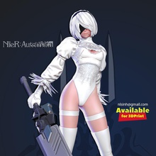 2b nier otomata beyaz versiyon kız kadın automara nier2b 2bnier karakter vücut oyun 3dprint heykel şekil sanat heykeller savaşçı 3d print model - Mito3D