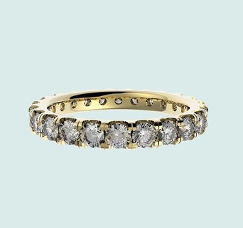 2ct diamant éternité bague bijoux bande femme mariage moitié engagement imprimable solitaire 39 anneaux 3d print model - Mito3D