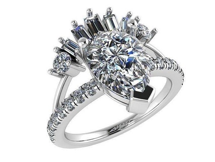 2ct Pera moda squillare 0072 oro diamante spianare gioielleria argento produzione design Fidanzamento gemma stampabile sterlina braccialetto cubano orecchino collana pendente anelli braccialetti 3d print model - Mito3D