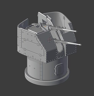 2m 3m automatique 25 mm naval artillerie monter scalemodel échelle réplique DIY modèle mer flotte miniatures loisir 3d print model - Mito3D