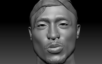 2pac tupac shakur busto 3d impresión cabeza celebridad hombre personaje rap leyenda hip hop arte retrato figura esculpir escultura imprimible miniaturas figuritas 3d print model - Mito3D