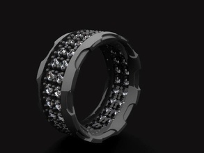 2row Diamanten ring Schmuck 2rows diamond diamondring Silber gold Edelsteine Ringe 3d print model - Mito3D