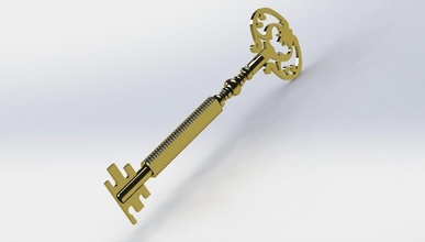 3-part fairy tale brass golden key replicas questrooms art jewerly goldenkey cncpart diy toy printable fairytale solidworks realpart buratino pinocchio goldkey games toys 3d print model - Mito3D