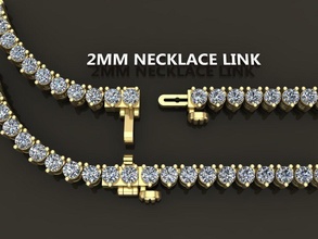 3 prong tennis diamant Collier lien 2mm bijoux chaîne mélanger Taille style mode 3d print model - Mito3D