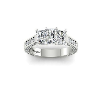 3-stone-trapezoid-diamond-engagement-ring platinum jewelry gem precious luxury engagement carat gold printable diamond wedding rings ring jewel 3d print model - Mito3D