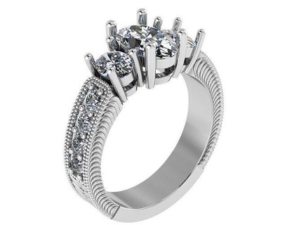 3 stone diamante incisione squillare 0678 oro spianare gioielleria argento produzione moda design Fidanzamento gemma stampabile sterlina braccialetto cubano orecchino collana pendente anelli 3d print model - Mito3D