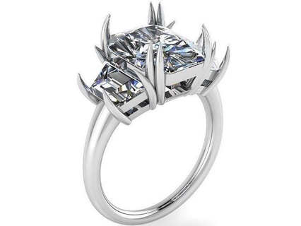 3 stone diamante squillare 0282 oro spianare gioielleria argento produzione moda design Fidanzamento gemma stampabile sterlina braccialetto cubano orecchino collana pendente anelli 3d print model - Mito3D