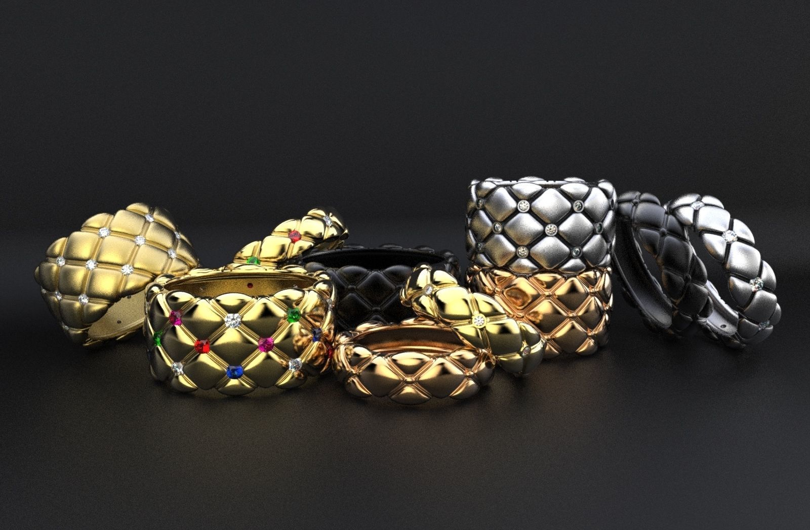 300 modelli di anelli copia faber-je la stampa 3d gioielli anello oro argento gioiello diamante 3dprinting d'oro 3D print model - Mito3D