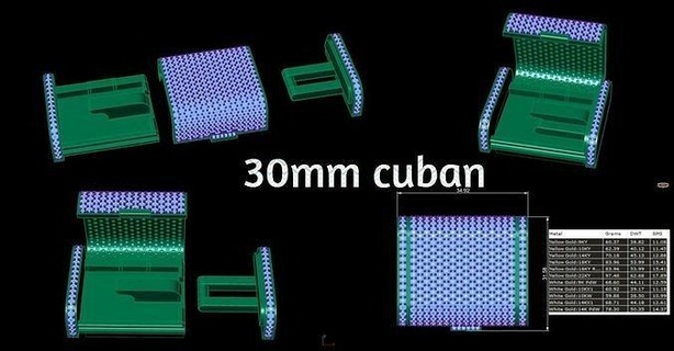 30mm cuban lock chain iced gold silver diamonds diamond luxury jewerly printable cubanlinklock string brooches miami jewelry necklaces 3d print model - Mito3D
