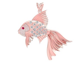 3226 lucky diamond fish pendant luxury jewelry fashion accessories gold design fengshui pendants 3d print model - Mito3D