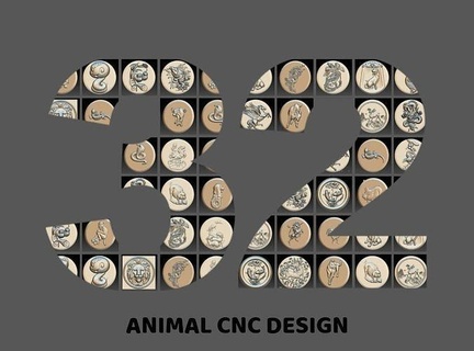 32 piece animal set 3d stl model cnc router engraver carving machine relief artcam aspire files house decor 3d print model - Mito3D
