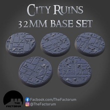 32mm city ruins set pre-supported base basing 28mm urban rubble warhammer 40k games toys 3d print model - Mito3D