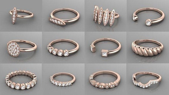 36 Italienisch Ringe 3dm stl rendert Ring druckbar Diamant Hochzeit Engagement Schmuck Gold Silber Band Juwel Luxus brillant Platin Mode Zeichen Herz 3d print model - Mito3D