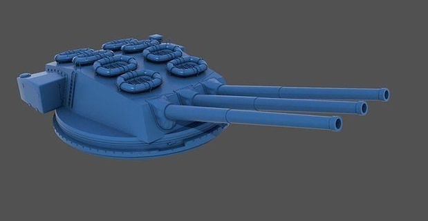 381mm ww2 italian turret n1 1-200 scale navy artillery weapon battleship littorio class wwii naval cannon hobby diy 3d print model - Mito3D
