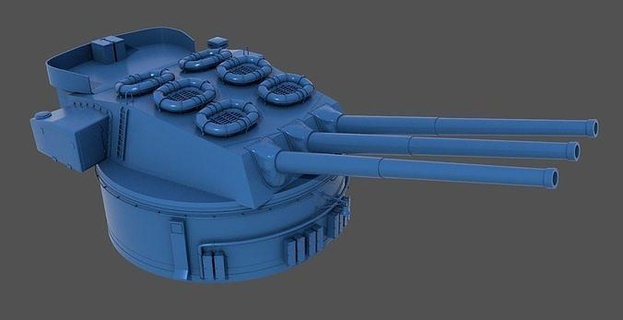 381mm ww2 italian turret n3 1-200 scale navy artillery weapon battleship littorio class wwii naval cannon hobby diy 3d print model - Mito3D