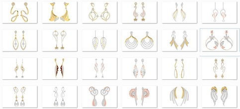 39 women long earrings 3dm stl render detail jewelry wedding engagement jewel jewellery printable diamond silver gold sterling white brilliant platinum drops 3d print model - Mito3D