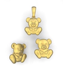 3 trägt Schmuck tragen Tier errings Ohrringe Anhänger gold Silber Natur teddy 3d print model - Mito3D