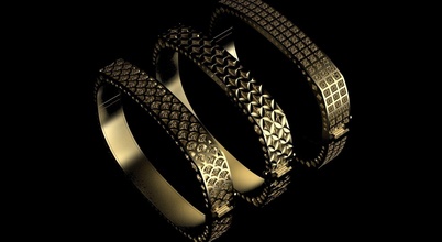 3 bracelet bangle designed gold silver platinum jewelry bracelets 3d print model - Mito3D