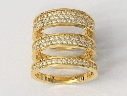 3 clássico diamante bandas pacote anel argolas banda Casamento ouro prata imprimível joalheria jóias jóia gema paulorani noivado 3d print model - Mito3D