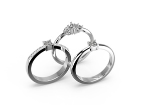 3 classic rings jewelry beautiful diamond ring diamonds engagement fashion beauty gold jewel jewellery neoclassic printable silver wedding souvenir people cad 3d print model - Mito3D