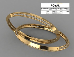 3 angolo del braccialetto delle donne di diamanti gioielli lusso moda oro stampabile bangle bracciali 3d print model - Mito3D