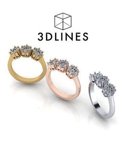 3 fleur bague bijoux platine conception art or imprimable argent anneaux bijou diamant luxe mode gemme designer mariage engagement brillant 3d print model - Mito3D