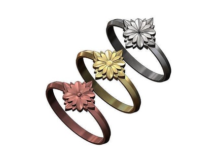 3 flower rosette rings ring jewelry printable antique gold floral brilliant platinum ornament fashion silver sterling vintage beauty vintag apparel 3d print model - Mito3D