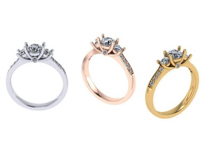 3 joyas anillo la joyería femenino de moda comprar 3gems las gemas clásico oro 3d impresión rhino matriz y belleza niña humanos goldsmith popular el diamante 2019 los anillos 3d print model - Mito3D