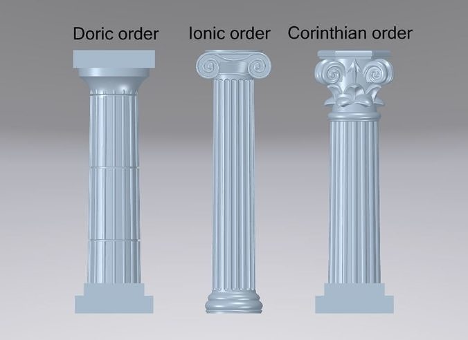 3 greek columns - pillar orders doric ionic corinthian architecture column roman science engineering house decor 3D print model - Mito3D