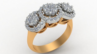 3 cabeça de um bando noivado diamante anel ouro jóias brilhantes brinco casamento o engajamento a mulher garota nupcial moda marca printable design monte prata anéis 3d print model - Mito3D
