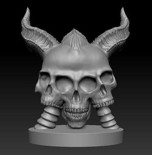 3 headscull base horror teeth skull bone frame scary fantasy vicious art halloween creature grave spooky spine monster anatomy sculpture sculptures 3d print model - Mito3D