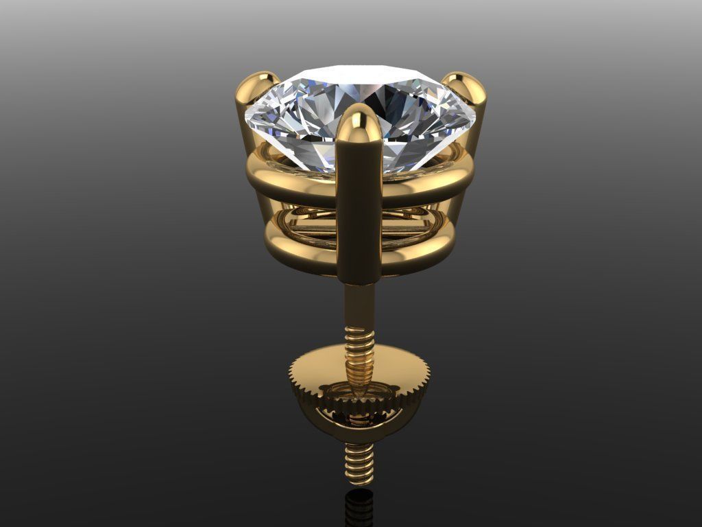 3 dent solitaire boucle d'oreille Goujon panier 6mm50 bijoux diamant gemme mélanger Taille unisexe femelle femmes 3D print model - Mito3D